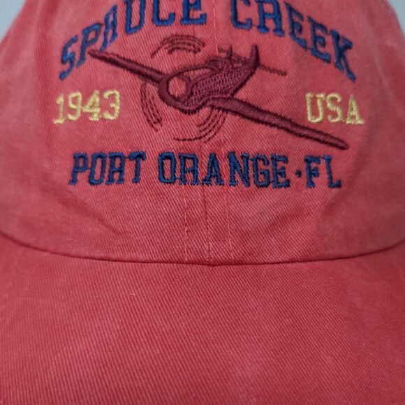 Spruce Creek Port Orange FL Strapback Hat Red One Size Embroidered - Picture 3 of 8